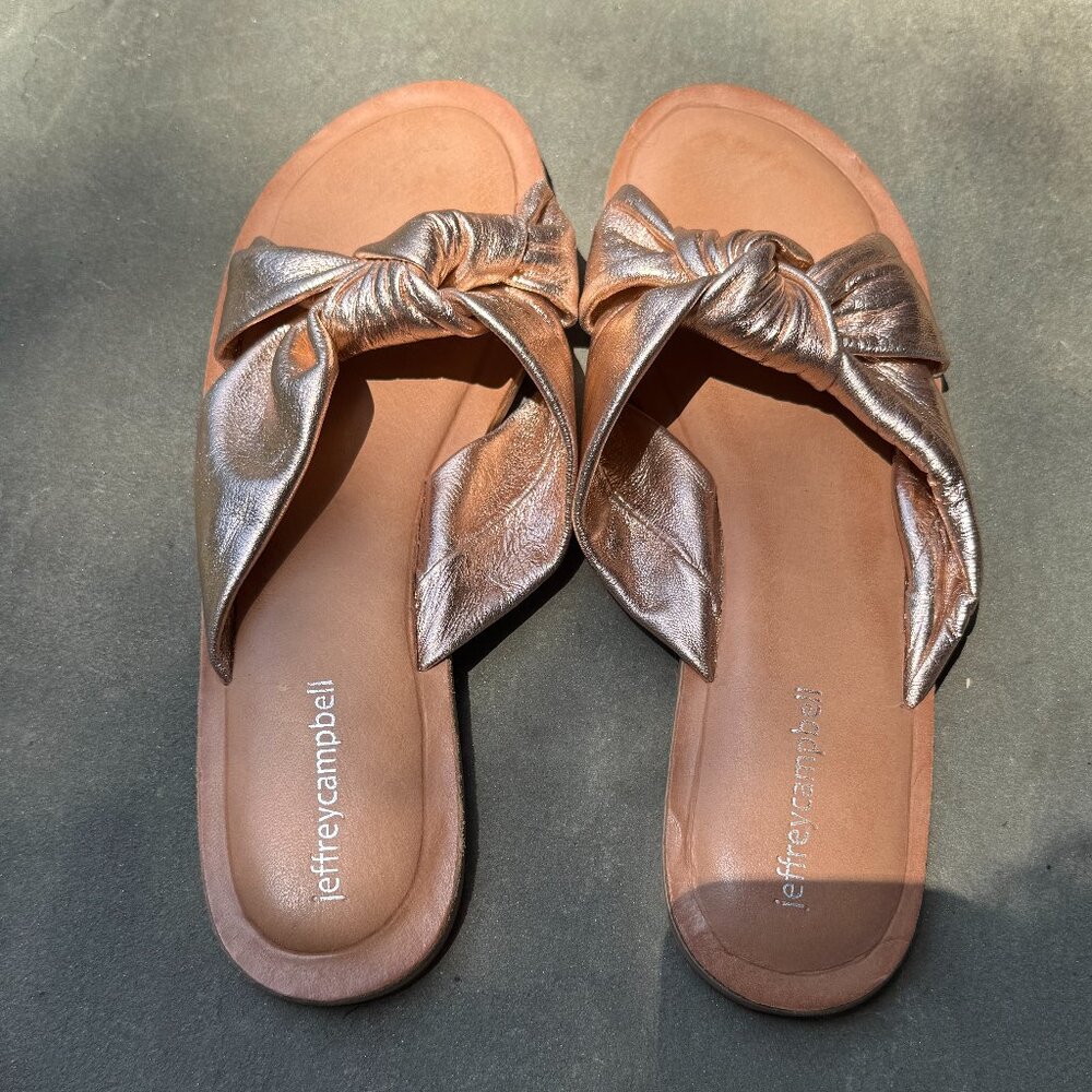 NWOB Jeffrey Campbell ZOCALO SLIDE SANDAL IN ROSE GOLD Size 8